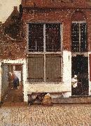 VERMEER VAN DELFT, Jan The Little Street (detail)  et oil painting on canvas
